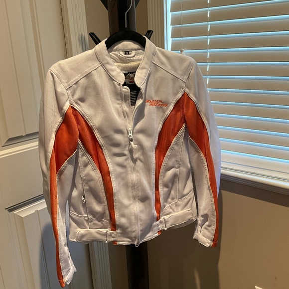 Women’s Harley Davidson Mesh Orange and White Riding Jacket - Picture 1 of 3